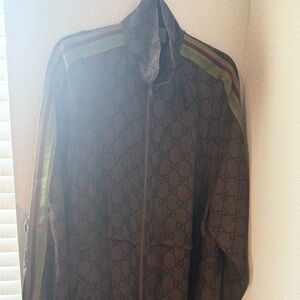 Gucci Monogram Windbreaker with Green and Red Accents (Gently used)